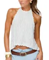 Edikted Ivey Backless Crochet Halter Top In White