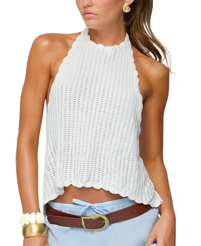 EDIKTED IVEY BACKLESS CROCHET HALTER TOP