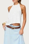 Edikted Ivey Backless Crochet Halter Top In White
