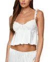 Edikted Izabella Ruffle Lace Trim Satin Effect Crop Camisole