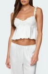 Edikted Izabella Ruffle Lace Trim Satin Effect Crop Camisole