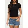 Edikted Izabella Shredded Back T-shirt In Black