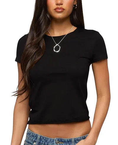 Edikted Izabella Shredded Back T-shirt In Black