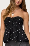 Edikted Izzey Polka Dot Strapless Babydoll Top In Black