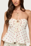 Edikted Izzey Polka Dot Strapless Babydoll Top In White
