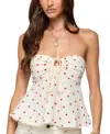 Edikted Izzey Polka Dot Strapless Babydoll Top In Neutral