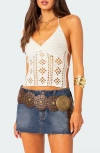 EDIKTED EDIKTED JADA CROCHET OPEN BACK HALTER TOP