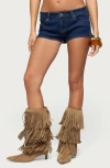 Edikted Jagger Low Rise Denim Shorts In Blue