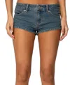 Shop Edikted Jagger Low Rise Denim Shorts In Blue-washed