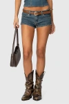 Edikted Jagger Low Rise Denim Shorts In Blue/washed, Women's At Urban Outfitters
