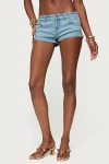 Edikted Jagger Low Rise Denim Shorts In Light/blue, Women's At Urban Outfitters