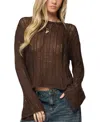 Edikted Jaide Sheer Ladder Open Stitch Sweater In Brown