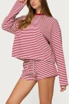 Edikted Jaine Striped Drawstring Shorts In Burgundy, Women's At Urban Outfitters In Red