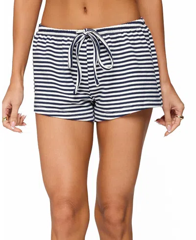 Edikted Jainee Stripe Drawstring Shorts In Black