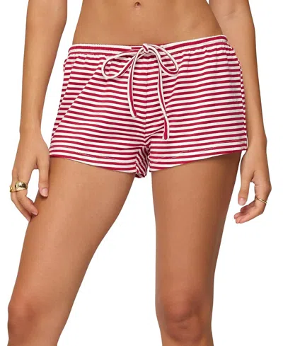 Edikted Jainee Striped Drawstring Shorts In Pink