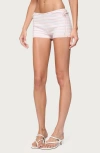 Edikted Janelle Low Rise Stripe Knit Shorts In Pink