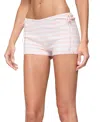 Edikted Janelle Low Rise Stripe Knit Shorts In Pink