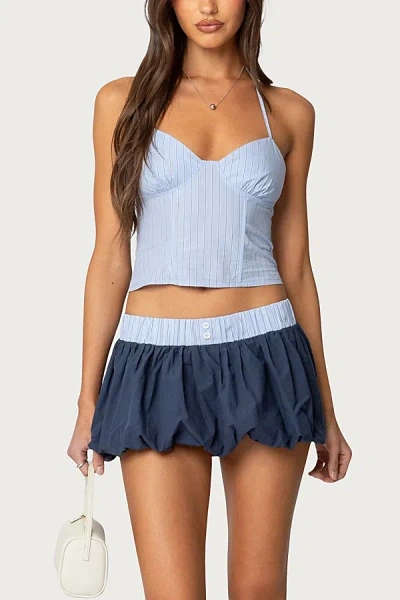 Edikted Janey Striped Halter Corset Top In Blue