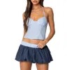 Edikted Janey Striped Halter Corset Top In Blue