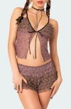 Edikted Janis Floral Ruffle Split Front Camisole In Pink