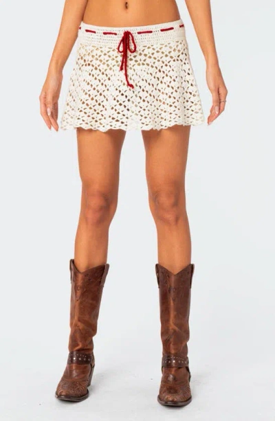 Edikted Jaslene Crochet Cover-up Miniskirt In White