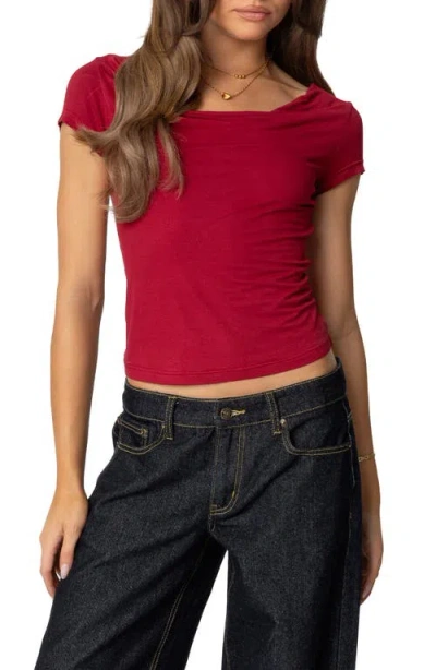 Edikted Javi Cowl Neck Top In Red