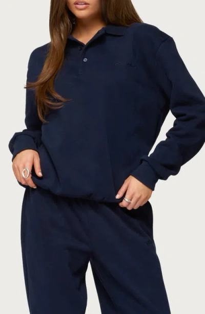 Edikted Jayce Oversized Polo Sweatshirt In Blue