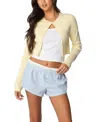 Edikted Jayne Split Front Knit Cardigan In Yellow