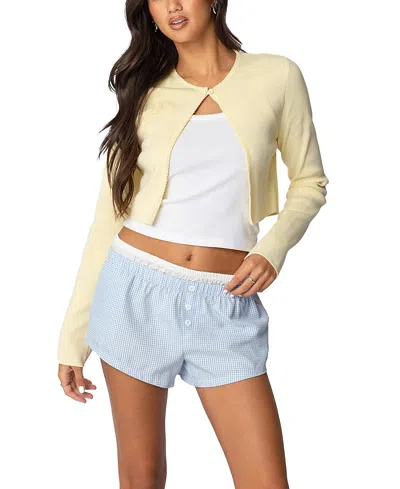 Edikted Jayne Split Front Knit Cardigan In Yellow