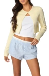 Edikted Jayne Split Front Knit Crop Cardigan In Yellow