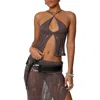 Edikted Jaynie Distressed Flyaway Camisole Sweater In Brown