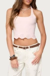 Edikted Jazmyn Scalloped Halter Top In Pink