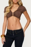 Edikted Jazzi U-ring Crop Top In Brown
