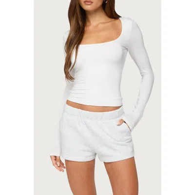 Edikted Jeana Scoop Neck Long Sleeve T-shirt In White
