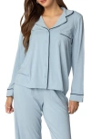 Edikted Jeanette Button-up Pajama Top In Light-blue