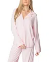 Edikted Jeanette Button-up Pajama Top In Light Pink
