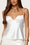 Edikted Jema Cupped Satin Camisole In White