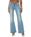 Edikted Jenni Washed Low Rise Flared Jeans In Blue