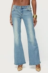 Edikted Jenni Washed Low Rise Flared Jeans In Blue