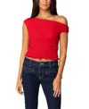 Edikted Jenny Scrunched One-shoulder Top In Red