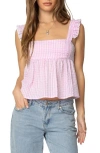 Edikted Jenson Backless Gingham Tank In Pink