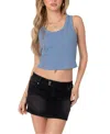 Edikted Jessa Rib Crop Cotton Tank In Blue