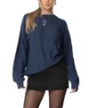 Edikted Jessy Cable Knit Oversized Sweater In Blue