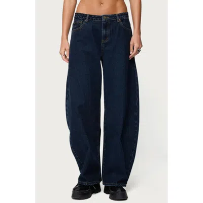 Edikted Jillian Low Rise Barrel Jeans In Blue