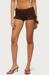 Edikted Jilly Side Cutout Micro Shorts In Brown