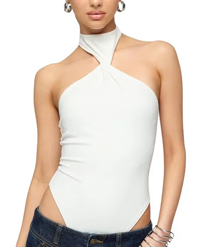 Edikted Jimana Halter Neck Bodysuit In White