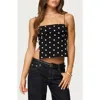 Edikted Jinx Dot Open Back Crop Tank In Black
