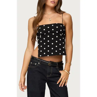 Edikted Jinx Dot Open Back Crop Tank In Black