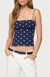Edikted Jinx Polka Dot Open Back Camisole In Blue