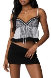 Edikted Joanne Mixed Gingham Camisole In Black-and-white